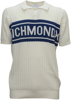 John Richmond Wit Katoenen Polo Shirt Ump24216Po John Richmond , White , Heren - S,3Xl