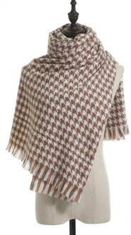 Johnature Winter Casual Plaid Warm Showl Thicken Vrouwen Sjaal Alle Match Tassle 7 Kleuren Sjaal khaki