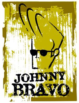 Johnny Bravo Distressed Men's T-Shirt - White - 5XL Wit