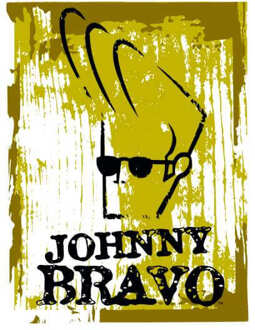 Johnny Bravo Distressed Men's T-Shirt - White - XL - Wit