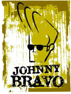 Johnny Bravo Distressed Women's T-Shirt - White - L Wit