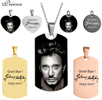 Johnny Hallyday Pendant Necklace Custom Photo Name Stainless Steel Chian Personalized Necklaces For Women Men Hip Hop Jewelry