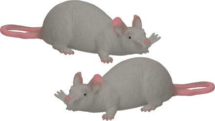 Johntoy 2x stuks john Toy - Speelgoed Halloween decoratie kunststof rat grijs 28 cm - Speelfiguren