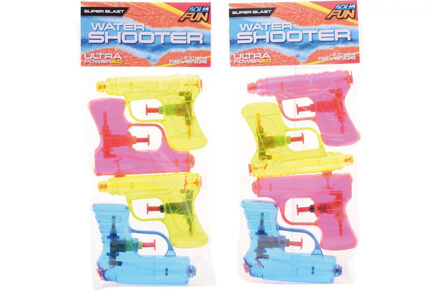 Johntoy 2x Waterpistool/waterpistolen 4-pack 11 cm - Waterpistolen Multikleur