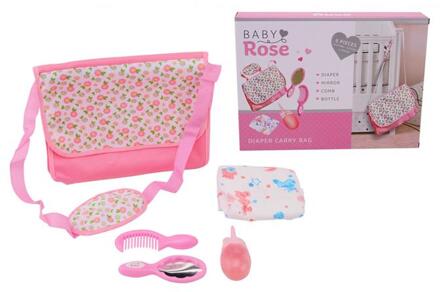 Johntoy Baby Rose luiertas poppen meisjes polyester roze 5-delig