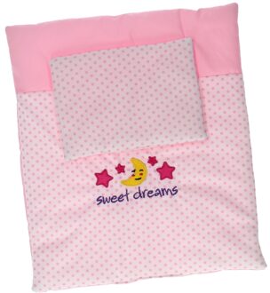 Johntoy baby Rose poppendeken en kussen set Roze