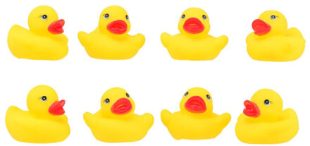 Johntoy Badeendjes - 8x stuks - geel - rubber - 6 cm - badspeelgoed