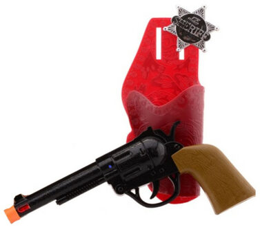 Johntoy Cowboy verkleed speelgoed revolver/pistool met holster en geluid