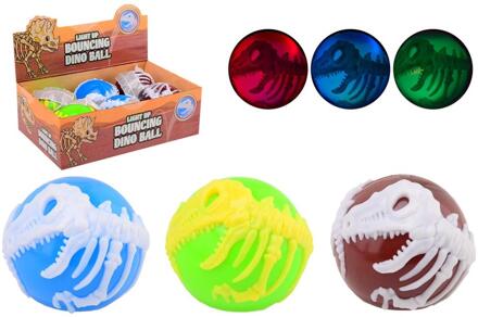 Johntoy Dino stuiterbal met licht Ø8cm verschillende