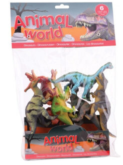 Johntoy dinosaurussen speelgoed figuren - 10-14 cm - 6x stuks - Speelgoeddieren Multi