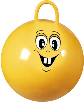 Johntoy Gekleurde skippybal met gezichtje geel - Skippyballen