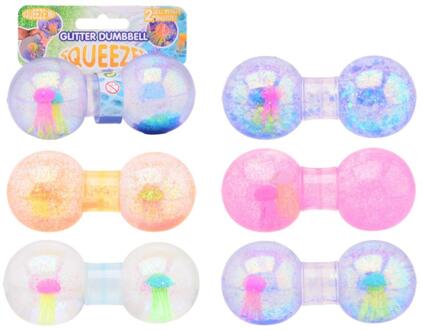 Johntoy Glitter squeeze dumbell met kwal verschillende