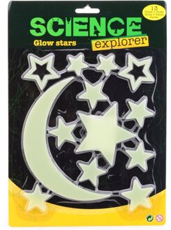 Johntoy glow in the dark sterren en maan 13-delig