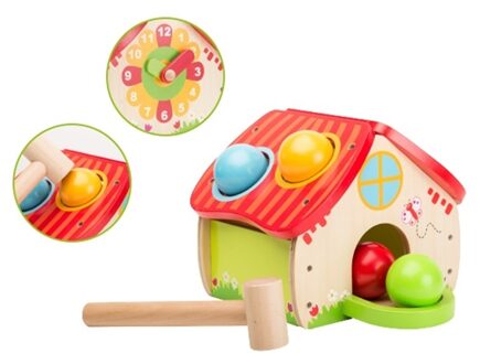 Johntoy houten hamerspel huis Multikleur