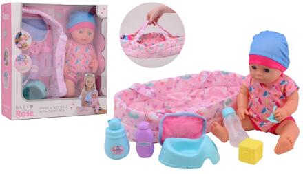 Johntoy John Toy Baby Rose drink + plaspop 35cm roze