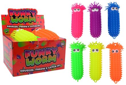 Johntoy John Toy Fluffy Worm Met Grote Ogen 9x9x28cm verschillende