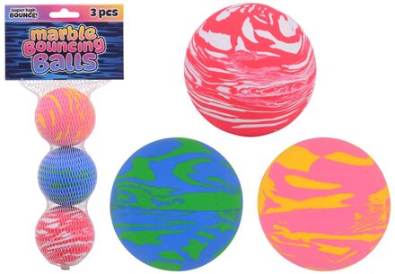 Johntoy John Toy Marmer stuiterballen 3 in netje verschillende