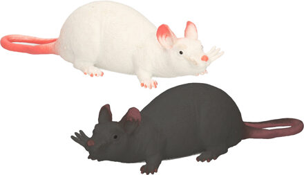 Johntoy John Toy - Speelgoed/Halloween decoratie ratten - 2x stuks - Kunststof - In 2 kleuren van 28 cm
