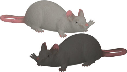 Johntoy John Toy - Speelgoed/Halloween decoratie ratten - 2x stuks - Kunststof - In 2 kleuren van 28 cm