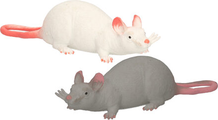Johntoy John Toy - Speelgoed/Halloween decoratie ratten - 2x stuks - Kunststof - In 2 kleuren van 28 cm