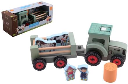 Johntoy Jouéco® Fien & Teun houten Tractorset groen