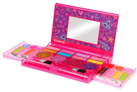 Johntoy Make-up set - in roze doosje - meisjes - Oogschaduw - Lipgloss - Make-updoosje met spiegel