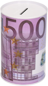 Johntoy Metalen spaarpot 500 euro biljet 8 x 15 cm