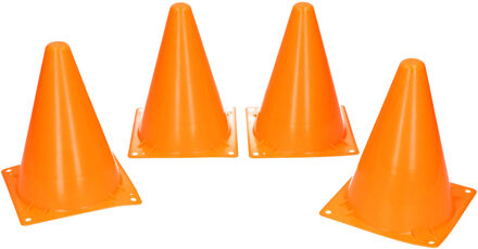 Johntoy Pilonnen - 4x stuks - oranje - 17 cm - plastic - pionnen - pionnetjes - sport/voetbal training