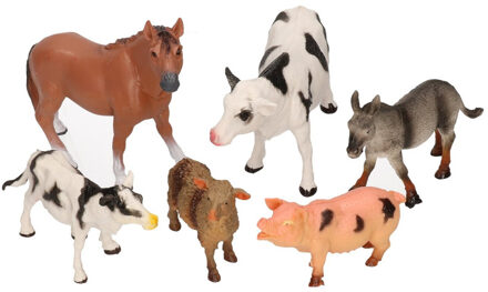 Johntoy Plastic boerderij speelfiguren dieren 6x stuks - Action products