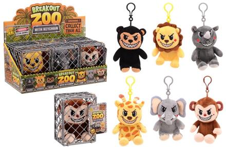 Johntoy Pluche dier in kooi 6 assorti verschillende