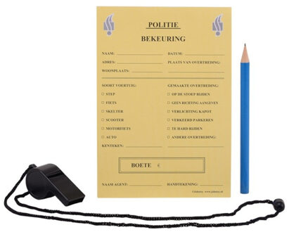 Johntoy Politie Bonnenboekje - incl. fluitje en potlood - 50 velletjes - speelgoed / verkleden Blauw