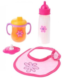 Johntoy Poppen eetset 4 delig voor meisjes - Babypoppenverzorgingsproducten Multikleur