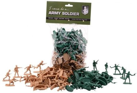 Johntoy Soldaatjes - plastic - 100x stuks - speelfiguren - army forces leger figuren