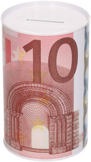 Johntoy Spaarpot - 10 euro biljet - 8 x 15 cm - Blikken spaarpotten Roze