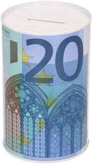 Johntoy Spaarpot - 20 euro biljet - 8 x 15 cm - Blikken spaarpotten Blauw