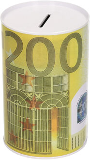 Johntoy Spaarpot blik 200 euro biljet 8 x 15 cm - Spaarpotten Geel