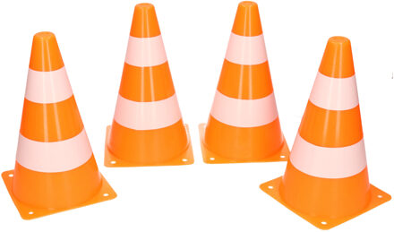 Johntoy Sport pionnen - 4x stuks - sport en spel kegels - oranje - 26 cm - veldsporten