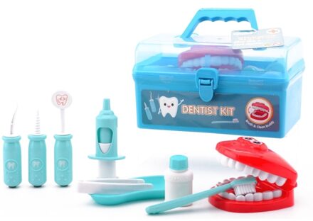Johntoy tandarts speelset in koffer 10-delig blauw