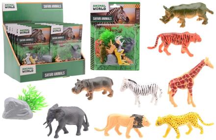 Johntoy Wilde dieren speelset 10-delig op kaart verschillende