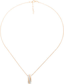 'Joline' Dames 925 Sterling Zilveren Set: Ketting-Hanger + Oorbellen - Zilver/Roze SET-7118 - maat Zilver en roségoud