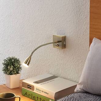 Jolka LED leeslampje, schakelaar, brons antiek antiek messing
