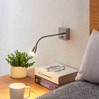 Jolka LED leeslampje, schakelaar, nikkel satijn nikkel