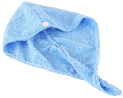 Jones Salethicken Coral Fluwelen Microfiber Haar Handdoek Wrap Twist Super Absorberende Quick Dry Tulband Cap Bad Douche Hoed Met Knop 8YY103383-blauw