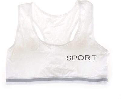 Jonge Meisjes Katoen Bras Jump Up Running Sportbeha Tops Volledige Cup Naadloze Training Puberteit Yoga Bras Sport Fitness gym Beha wit