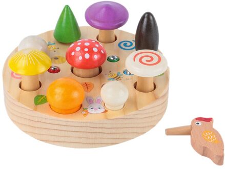 Jongen En Meisje Houten Visspel Vroege Onderwijs Puzzel Childrens Bird Catching Insecten Voeden Netic Spelen