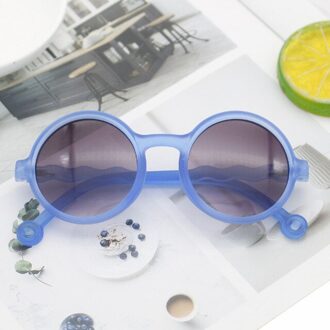 Jongen Meisje Leuke Cartoon Beer Vorm Ronde Zonnebril Kinderen Vintage Zonnebril Uv-bescherming Classic Kids Eyewear blauw
