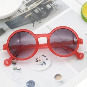 Jongen Meisje Leuke Cartoon Beer Vorm Ronde Zonnebril Kinderen Vintage Zonnebril Uv-bescherming Classic Kids Eyewear rood