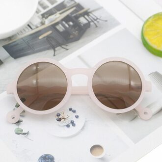 Jongen Meisje Leuke Cartoon Beer Vorm Ronde Zonnebril Kinderen Vintage Zonnebril Uv-bescherming Classic Kids Eyewear roze