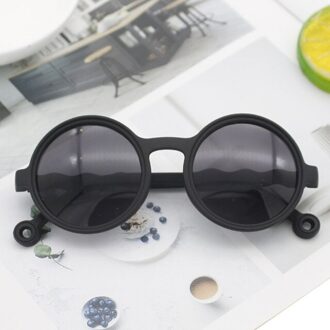 Jongen Meisje Leuke Cartoon Beer Vorm Ronde Zonnebril Kinderen Vintage Zonnebril Uv-bescherming Classic Kids Eyewear zwart