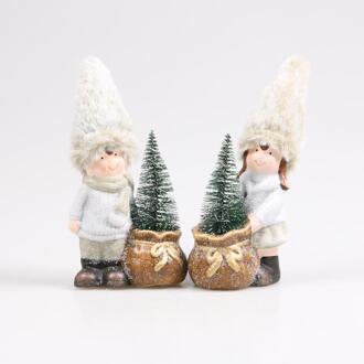 Jongen of meisje met everlands kunstkerstboom LED groen wit